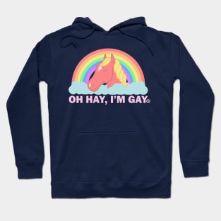 Oh Hay Im Gay - Vintage Punny LGBTQ+ Pride Horse Hoodie
